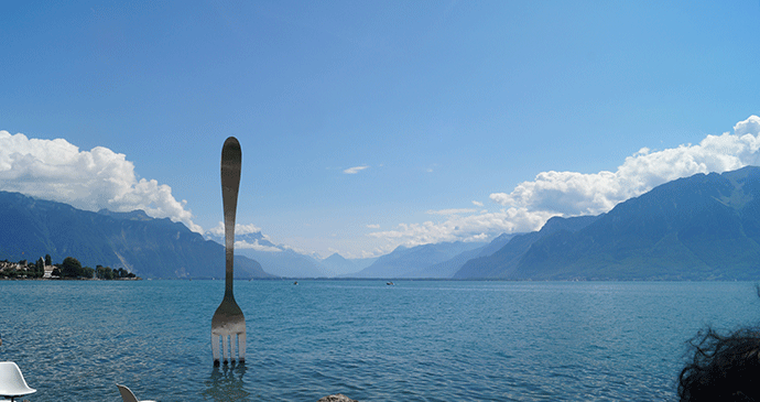 The Fork of Vevey Lake Geneva Switzerland