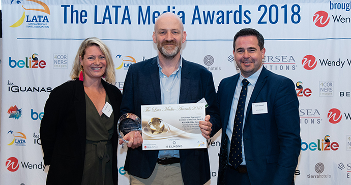 Mike Unwin accepting his prize at the LATA awards 2018, London © LATA 