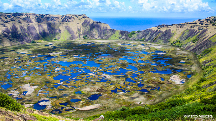 Rano Kau Easter Island Chile by Marco MuscarĂ